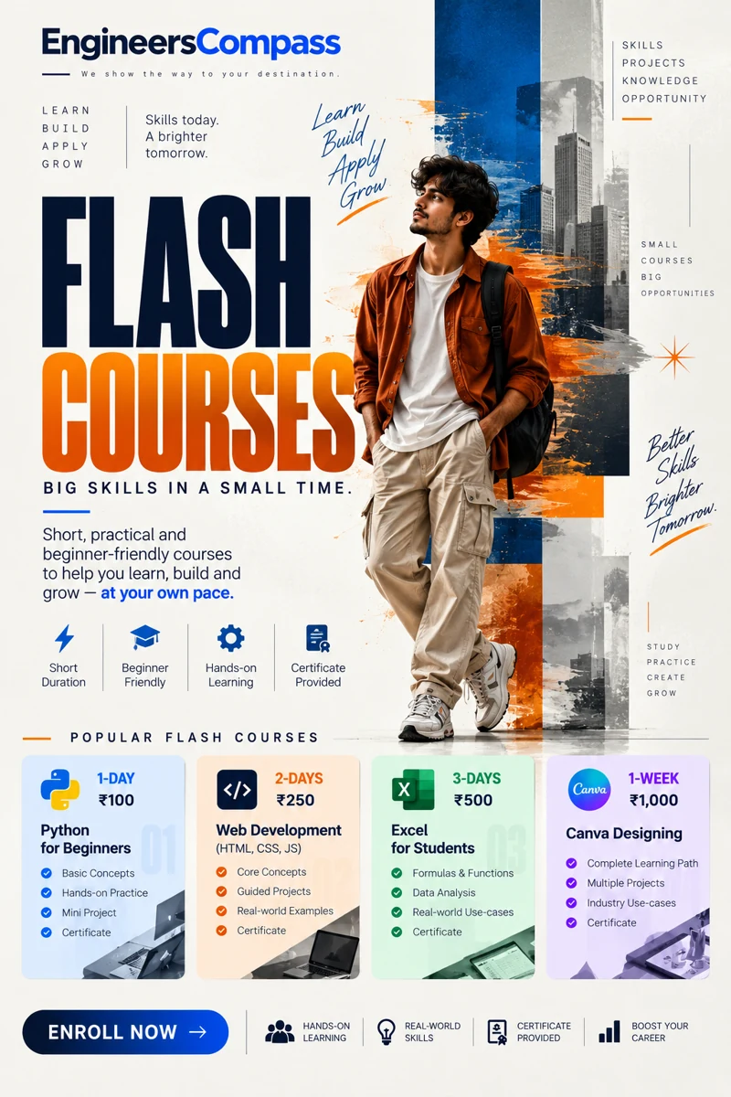 Flash Courses: Python, Web Development, Excel and Canva Designing, from one day to one week